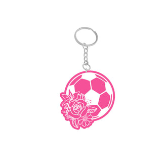 Floral Soccer Keychain