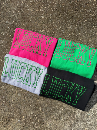 Lucky Embroidered Sweatshirt, Merch Girls - A Blissfully Beautiful Boutique