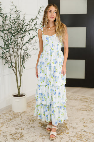 Bloomie Baby Tiered Dress in Ivory/Blue, Ave Shops - A Blissfully Beautiful Boutique