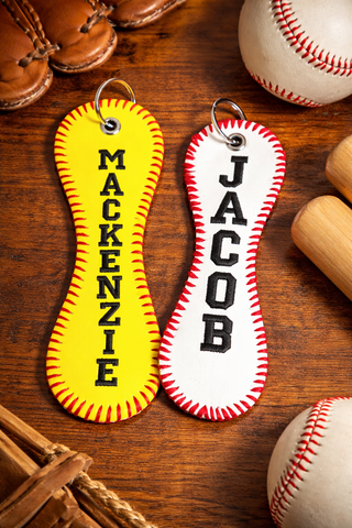 Personalized Embroidered Baseball or Softball Bag Tag | Keychain, Merch Girls - A Blissfully Beautiful Boutique