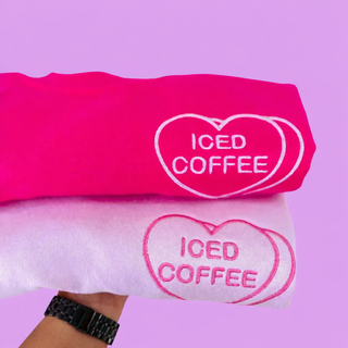 Iced Coffee Heart Embroidered Sweatshirt, Merch Girls - A Blissfully Beautiful Boutique