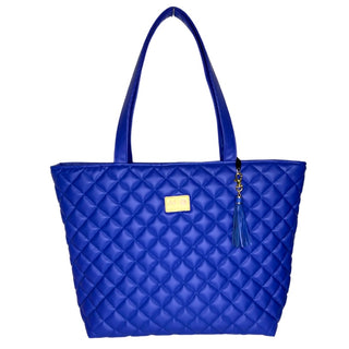 Makeup Junkie - Luxe Quilted Cobalt Blue Tote Pre-Order