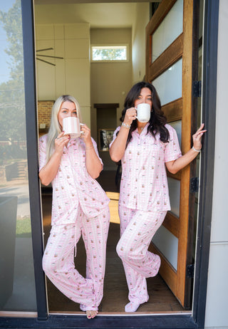 Pink Coffee - Short Sleeve + Pant Pajama Set, KenzKustomz - A Blissfully Beautiful Boutique