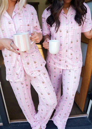 Pink Coffee - Short Sleeve + Pant Pajama Set, KenzKustomz - A Blissfully Beautiful Boutique