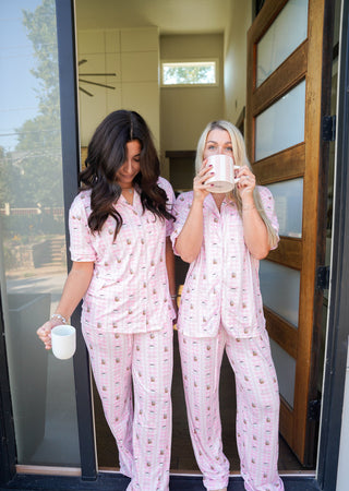 Pink Coffee - Short Sleeve + Pant Pajama Set, KenzKustomz - A Blissfully Beautiful Boutique