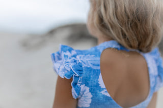 Grace Denim Floral Open Back One Piece Swimsuit