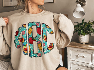 School Days Polka dot Monogram Graphic Tee, Merch Girls - A Blissfully Beautiful Boutique