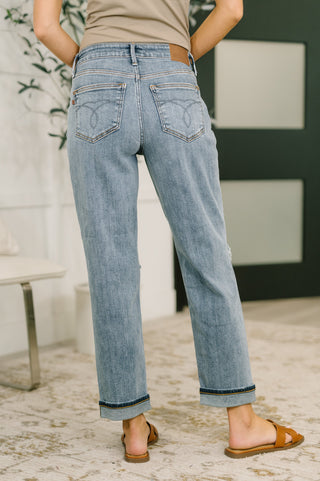 Elaine Mid Rise Boyfriend with Distress & Cuff, Ave Shops - A Blissfully Beautiful Boutique