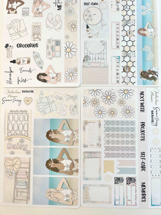 4 Sheets - Daisy Sunflower Summer Planner Stickers Kit, The Fabulous Planner - A Blissfully Beautiful Boutique
