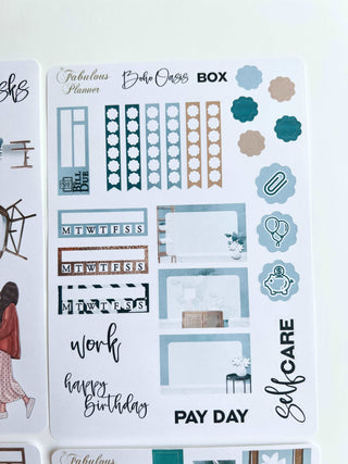 4 Sheets - Boho Girls Planner Stickers Kit