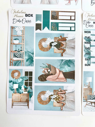 4 Sheets - Boho Girls Planner Stickers Kit