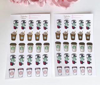 Coffee Cups Stickers - 2 Sheets