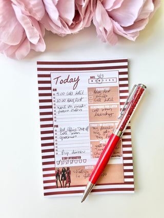 Red Stripe Daily Checklist Notepad Memo Sticky Notes, The Fabulous Planner - A Blissfully Beautiful Boutique