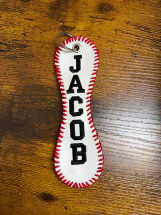 Personalized Embroidered Baseball or Softball Bag Tag | Keychain, Merch Girls - A Blissfully Beautiful Boutique