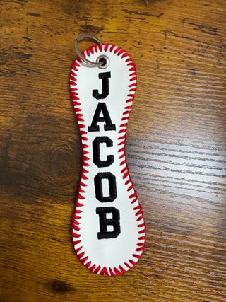 Personalized Embroidered Baseball or Softball Bag Tag | Keychain, Merch Girls - A Blissfully Beautiful Boutique