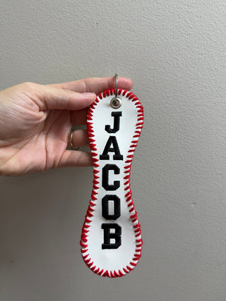 Personalized Embroidered Baseball or Softball Bag Tag | Keychain, Merch Girls - A Blissfully Beautiful Boutique