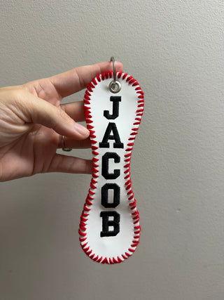 Personalized Embroidered Baseball or Softball Bag Tag | Keychain, Merch Girls - A Blissfully Beautiful Boutique