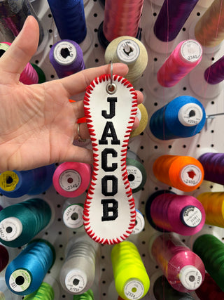 Personalized Embroidered Baseball or Softball Bag Tag | Keychain, Merch Girls - A Blissfully Beautiful Boutique