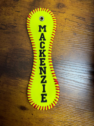 Personalized Embroidered Baseball or Softball Bag Tag | Keychain, Merch Girls - A Blissfully Beautiful Boutique