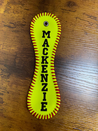 Personalized Embroidered Baseball or Softball Bag Tag | Keychain, Merch Girls - A Blissfully Beautiful Boutique