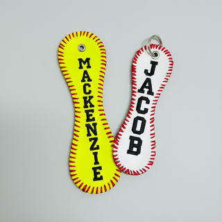 Personalized Embroidered Baseball or Softball Bag Tag | Keychain, Merch Girls - A Blissfully Beautiful Boutique
