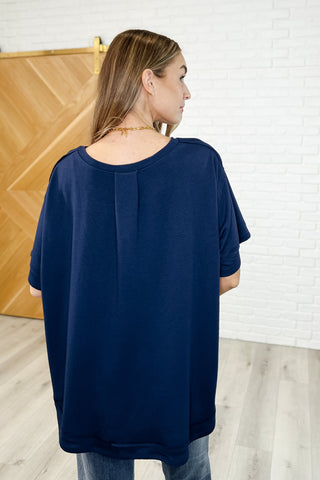In the Rotation Exposed Seam Tee in Navy