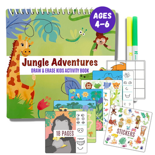 Small 7" Dry Erase Activity Book (incl. 2 Washable Markers & Reusable Stickers)