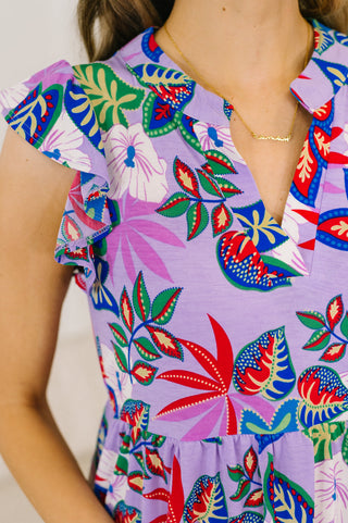 Lizzy Flutter Sleeve Dress in Multi Leaf, Ave Shops - A Blissfully Beautiful Boutique