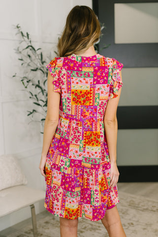 Lizzy Flutter Sleeve Dress in Patchwork Floral, Ave Shops - A Blissfully Beautiful Boutique