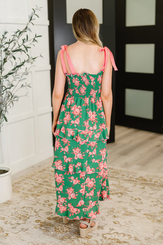 Low Effort, High Impact Tiered Dress in Green/Coral, Ave Shops - A Blissfully Beautiful Boutique