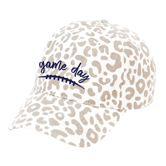 Navy Game Day Natural Leopard Cap