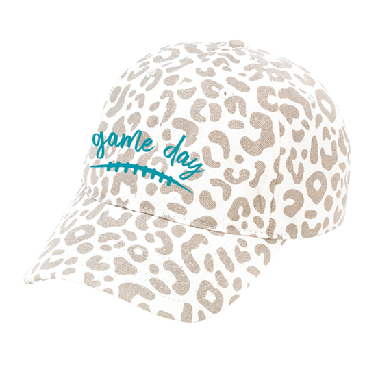 Teal Game Day Natural Leopard Cap