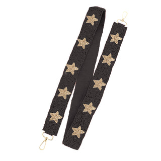 Black & Gold Star Beaded Purse Strap