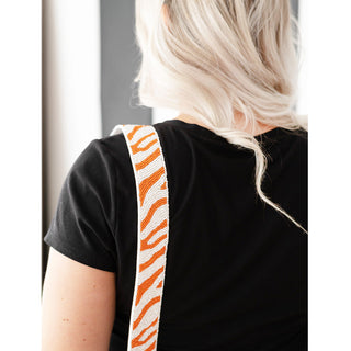 Orange Tiger Stripe Beaded Purse Strap