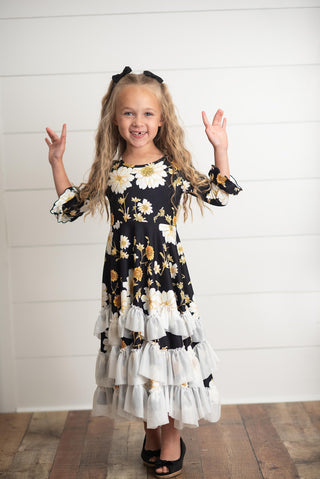 Midnight Navy Ruffles Dress