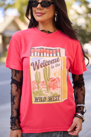 Western Matchbox Paprika Graphic Tee, Pink Lily - A Blissfully Beautiful Boutique