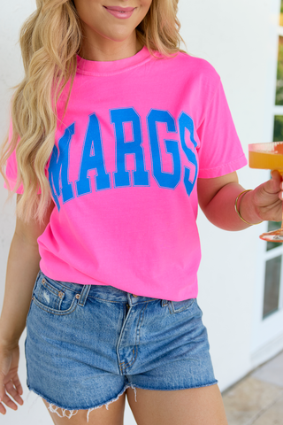 Margs Block Neon Pink Graphic Tee, Pink Lily - A Blissfully Beautiful Boutique