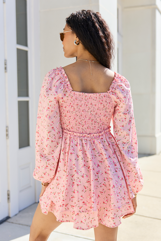 Farah Pink Floral Ruffle Trim Romper, Pink Lily - A Blissfully Beautiful Boutique