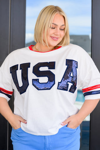 Party In The USA Drop Shoulder Top, Ave Shops - A Blissfully Beautiful Boutique