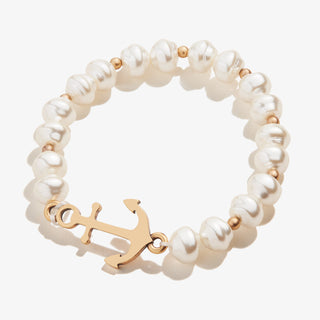Pearl + Anchor Beaded Stretch Bracelet