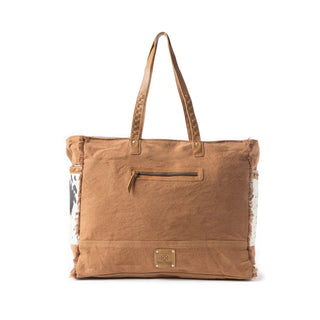 Myra Forester Junction Weekender Bag - Leather Cowhide Tote with Embossed Detailing for Ranch Escapes, Myra USA - A Blissfully Beautiful Boutique