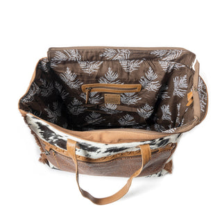 Myra Forester Junction Weekender Bag - Leather Cowhide Tote with Embossed Detailing for Ranch Escapes, Myra USA - A Blissfully Beautiful Boutique