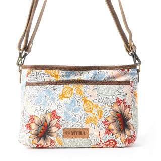 Myra MesaTrail Dahlia Floral Printed Canvas Sling Bag – Lightweight Casual Crossbody Bag for Women