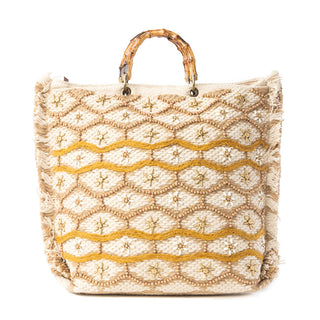 Myra Solana Weave Hand Embroidered Tote Bag in Sunlit Glow, Myra USA - A Blissfully Beautiful Boutique