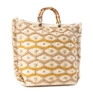 Myra Solana Weave Hand Embroidered Tote Bag in Sunlit Glow, Myra USA - A Blissfully Beautiful Boutique