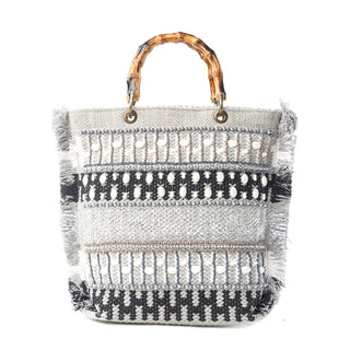 Myra Tundra Trail Hand Embroidered Tote Bag in Silver Dune, Myra USA - A Blissfully Beautiful Boutique