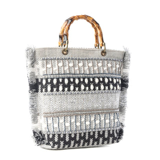 Myra Tundra Trail Hand Embroidered Tote Bag in Silver Dune, Myra USA - A Blissfully Beautiful Boutique