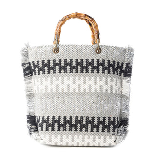 Myra Tundra Trail Hand Embroidered Tote Bag in Silver Dune, Myra USA - A Blissfully Beautiful Boutique