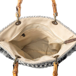 Myra Tundra Trail Hand Embroidered Tote Bag in Silver Dune, Myra USA - A Blissfully Beautiful Boutique