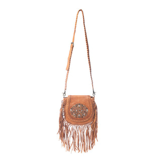 Myra Festival Ember Studded Leather Bag with Fringes in Western Clay, Myra USA - A Blissfully Beautiful Boutique